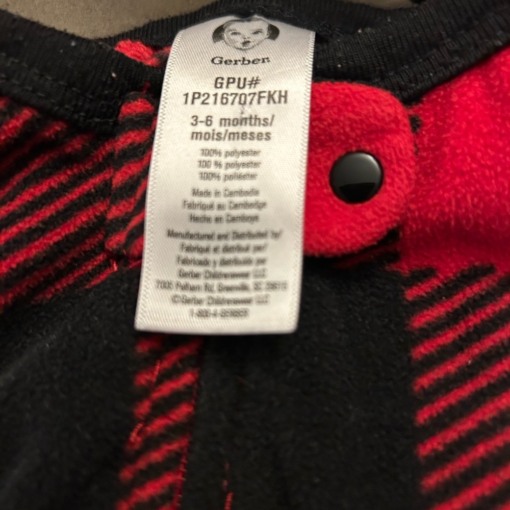 Gerber Red and Black Checkered Baby Onesie